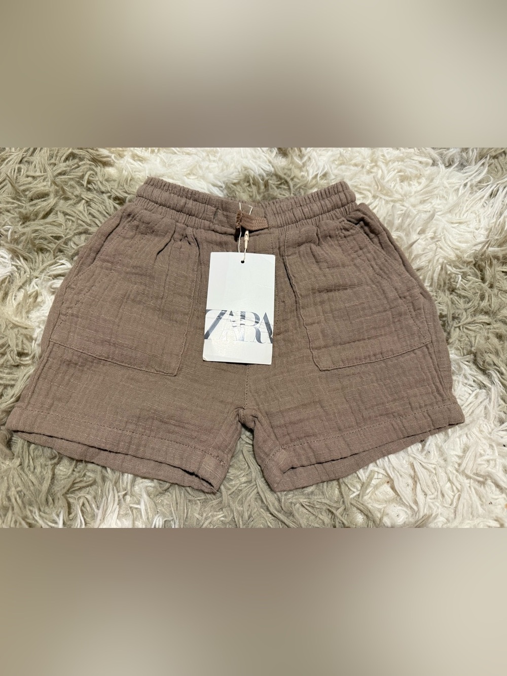 Zara Brown Cotton Gauze Kids Shorts